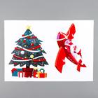 Наклейка пластик интерьерная цветная "Ёлочка и Дед мороз на самолете" 20х30 см - Фото 2