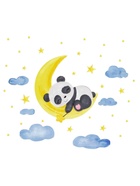 Наклейка интерьерная цветная «Панда на месяце», 25×35 см, набор 4 листа - фото 121373768