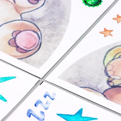 Наклейка пластик интерьерная цветная "Спящие зверята" 25х35 см набор 4 листа