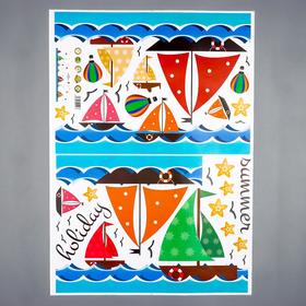 Наклейка пластик интерьерная цветная "Парусники в море" 50х70 см