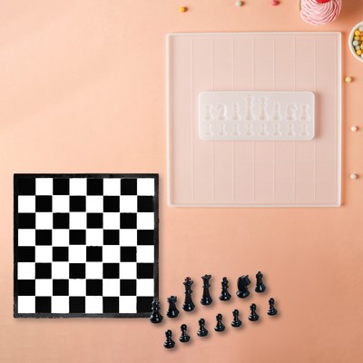 Набор молдов Доляна «Шахматы», силикон, 2 предмета: доска 31×1 см, фигуры 20,5×8,5×1 см