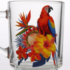 Кружка стеклянная «Тропические птицы», 200 мл, рисунок микс - Фото 2