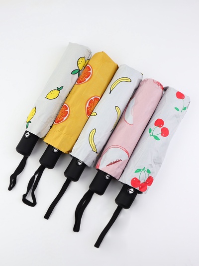 Зонт автоматический Summer fruit, ветроустойчивый, 3 сложения, 8 спиц, R=48/55 см, d=96 см, МИКС