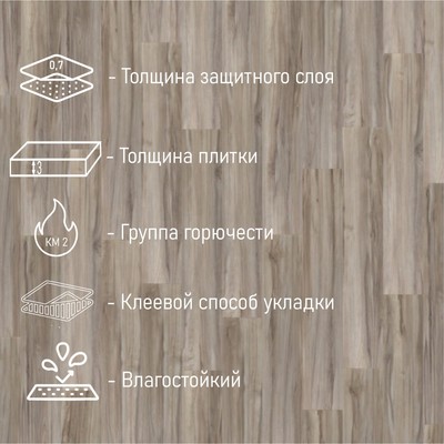 Плитка ПВХ для пола Tarkett LOUNGE ACOUSTIC, 914×152 мм, толщина 3 мм, 2.09 м²