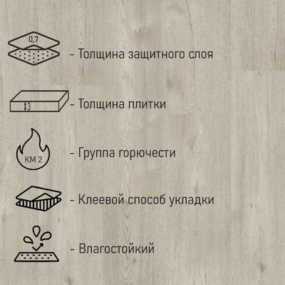 Плитка ПВХ для пола Tarkett LOUNGE ARMIN DJ, 457×457 мм, толщина 3 мм, 2.09 м²