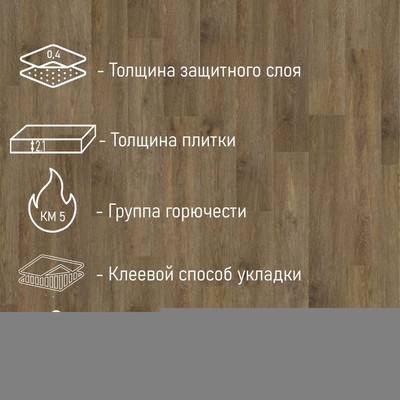 Плитка ПВХ для пола Tarkett NEW AGE ORTO, 914×152 мм, толщина 2.1 мм, 2.5 м²