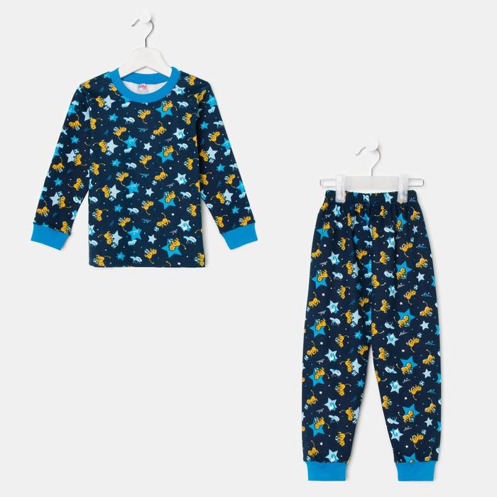Пижама для мальчика, цвет тёмно-синий, рост 116 см - Фото 1