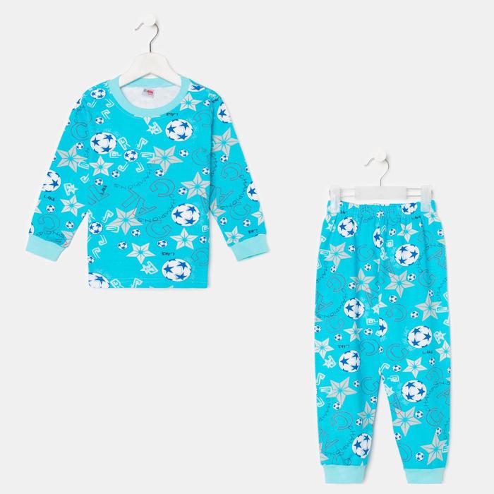 Пижама для мальчика, цвет голубой/футбол, рост 140 см - Фото 1