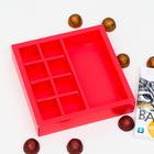 Коробка под 8 конфет + шоколад, с окном, алая, 17,7 х 17,85 х 3,85 см - Фото 3
