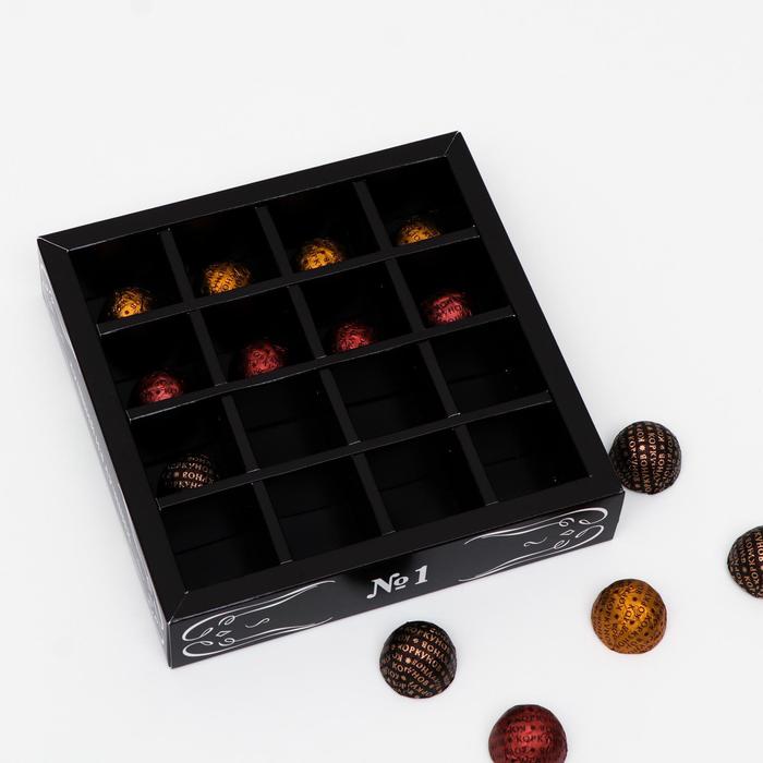 Коробка для конфет, 16 шт, "Мужская", черная, 17,7 х 17,7 х 3,8 см - фото 1905796277
