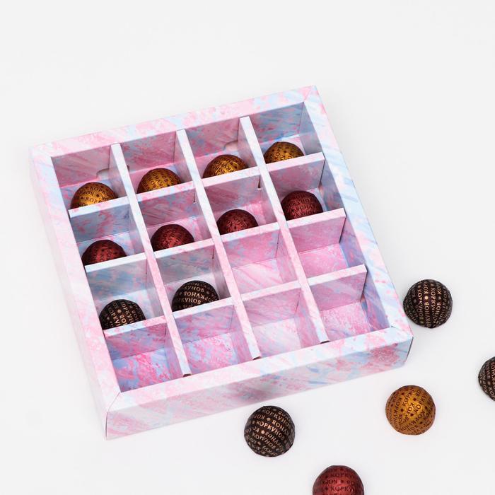 Коробка для конфет, 16 шт, "Диффузия", розово-голубая, 17,7 х 17,7 х 3,8 см 7007653