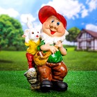 Садовая фигура "Гном с зайцем" 28x49см - фото 10732625