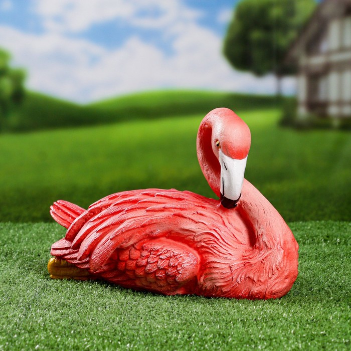 Садовая фигура "Фламинго сидячий" 19х30см - фото 1911571937