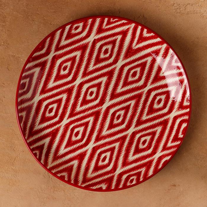 Ляган Риштанская Керамика "Атлас", 36 см, красный - фото 1905796370