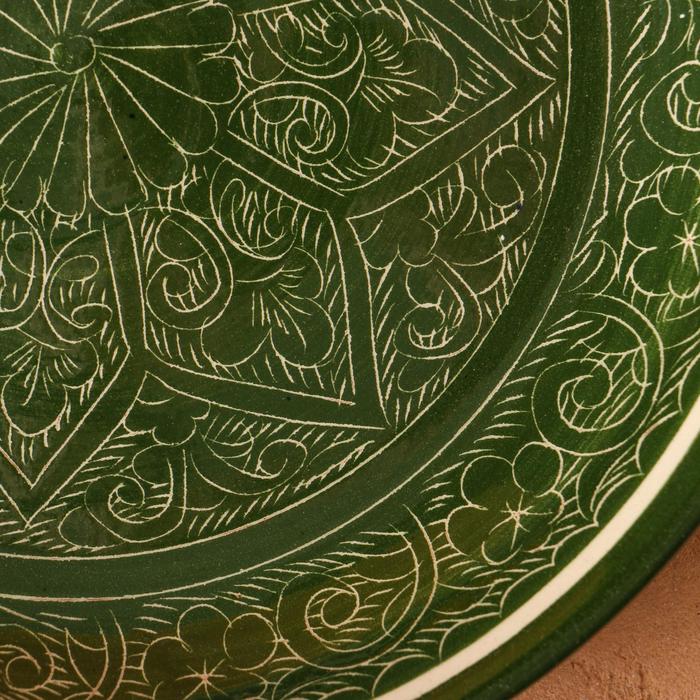 Ляган круглый Риштанская Керамика, зеленый, 25см, МИКС - фото 1882209709