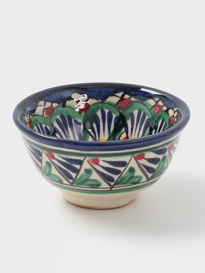 Пиала узбекская Риштанская Керамика «Узоры», 110 мл, d=8.5 см, синяя МИКС