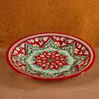 Тарелка Риштанская Керамика "Цветы", красная, плоская, 15 см, микс - фото 4957842