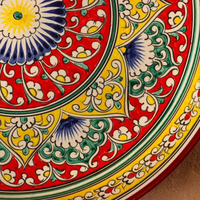 Ляган круглый Риштанская Керамика, красный, 37см, МИКС - фото 1905796478