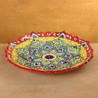 Ляган Риштанская Керамика "Цветы", 32 см, красный микс, рифлённый - фото 1021423
