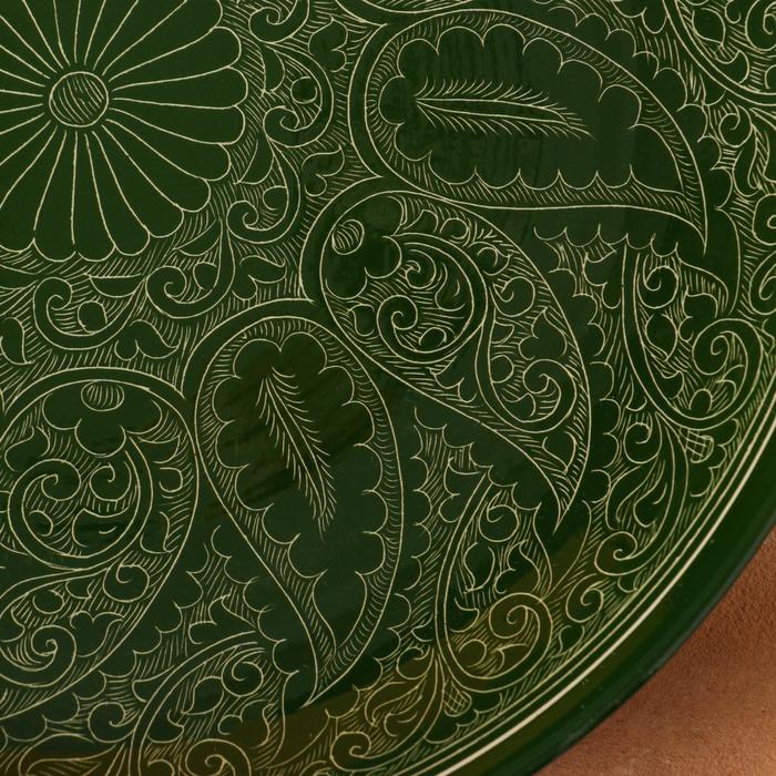 Ляган Риштанская Керамика "Узоры", 27 см, зелёный - фото 1882209795