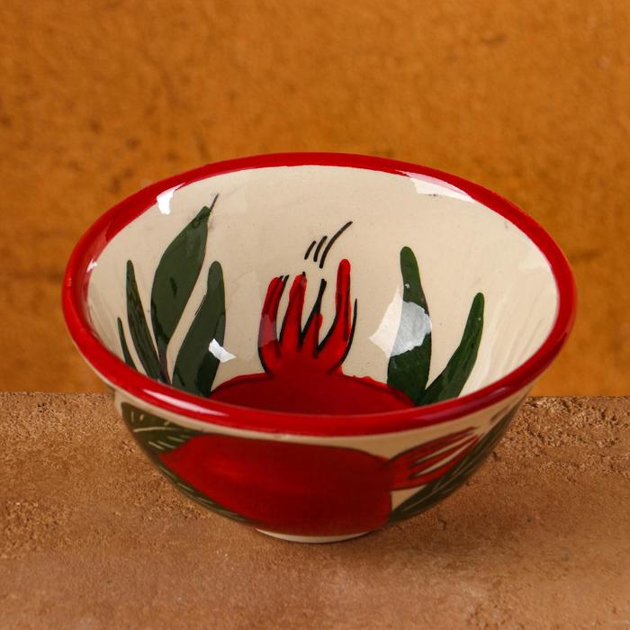Пиала узбекская Риштанская Керамика «Гранаты», 250 мл, d=11 см, красная, белая - Фото 1