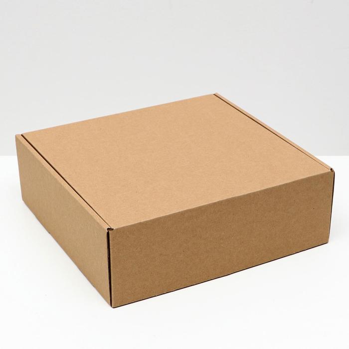 Коробка самосборная, крафт, 28 х 27 х 9,5 см - Фото 1