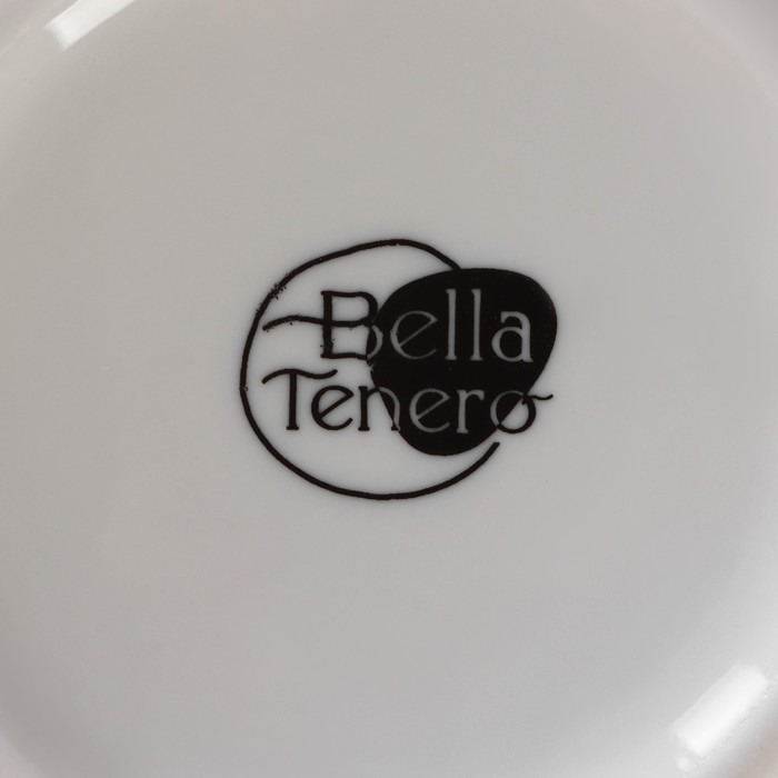 Набор кофейный фарфоровый на бамбуковой подставке BellaTenero, 15 предметов: чайник 850 мл, 6 кружек 70 мл, сахарница с ложкой 300 мл, молочник 250 мл, 6 блюдец, цвет белый - фото 1910178125