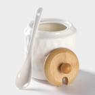 Банки для сыпучих BellaTenero «Тюльпан», 300 мл, с ложками, на бамбуковой подставке, фарфор, белые - Фото 4