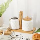 Банки для сыпучих с ложками на бамбуковой подставке BellaTenero «Герда», набор 2 шт., фарфор, белые - Фото 12