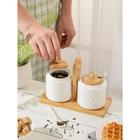 Банки для сыпучих с ложками на бамбуковой подставке BellaTenero «Герда», набор 2 шт., фарфор, белые - Фото 13