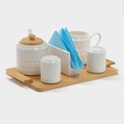 Набор сервировочный фарфоровый BellaTenero, 7 предметов: солонка 100 мл, перечница 100 мл, сахарница с ложкой 350 мл, молочник 310 мл, салфетница, подстав... - Фото 3