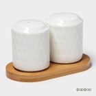 Набор фарфоровый для специй на деревянной подставке BellaTenero «Герда», 2 предмета: солонка 85 мл, перечница 85 мл, белый - Фото 3