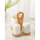 Набор керамический для специй на бамбуковой подставке BellaTenero «Герда», 3 предмета: солонка 120 мл, перечница 120 мл, сахарница с ложкой 220 мл, белы... - Фото 16