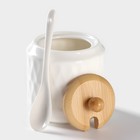 Набор керамический для специй на бамбуковой подставке BellaTenero «Герда», 3 предмета: солонка 120 мл, перечница 120 мл, сахарница с ложкой 220 мл, цвет белый - фото 4609161