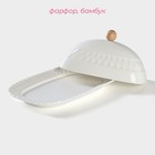 Маслёнка Доляна, 20×13×9 см, фарфор, белая - Фото 2