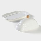 Маслёнка Доляна, 20×13×9 см, фарфор, белая - Фото 4