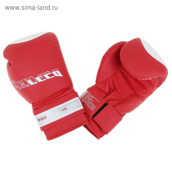 Перчатки боксерские, 8 унций, цвет красный - Фото 1