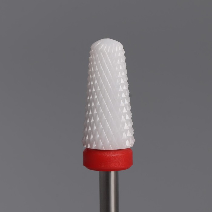 Фреза керамическая для маникюра «Конус», мелкая нарезка, 6 × 13 мм, в пластиковом футляре, цвет белый - фото 1898451870