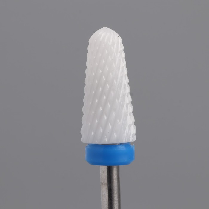 Фреза керамическая для маникюра «Конус», средняя нарезка, 6 × 13 мм, в пластиковом футляре, цвет белый - фото 1896976654