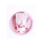 Набор бумажной посуды «Единорог Мордочка», 6 тарелок, 6 стаканов - фото 6427515