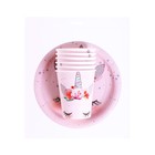 Посуда бумажная одноразовая «Единорог Мордочка», 6 тарелок, 6 стаканов - Фото 2