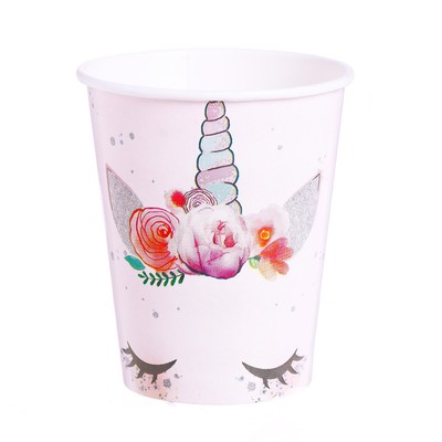 Посуда бумажная одноразовая «Единорог Мордочка», 6 тарелок, 6 стаканов