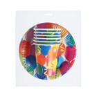 Набор бумажной посуды «Праздник. Воздушные шары и серпантин»: 6 стаканов, 6 тарелок - Фото 2