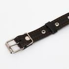 Ошейник комбинированный безразмерный, кожа/брезент, 60×3 см, ОШ 30-57 см, чёрный/зелёный - Фото 4