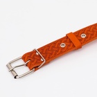 Ошейник кожаный тисненый однослойный, безразмерный, 64 х 3,5 см, ОШ 31-60 см, рыжий - Фото 5