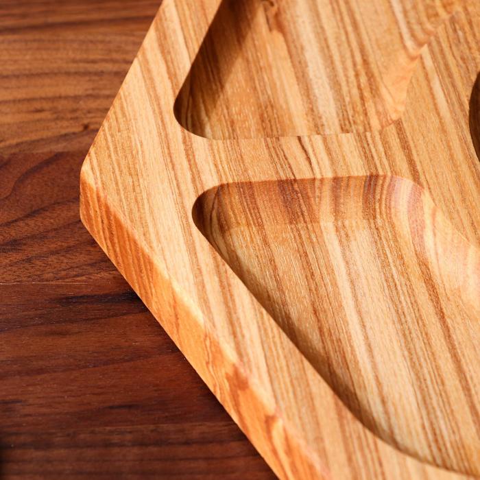 Менажница деревянная "Классическая", с разделочной доской, d=35 см, массив ясеня - фото 1908707196