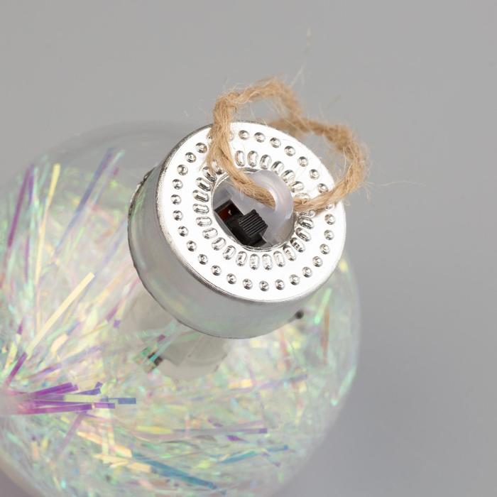 Набор ёлочных шаров «Мишура блестящая» 2 шт., батарейки, 1 LED, свечение RGB - фото 1877752607