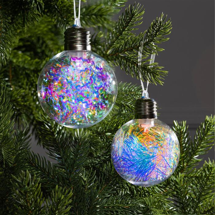 

Набор ёлочных шаров «Блестящие» 2 шт., батарейки, 1 LED, свечение RGB