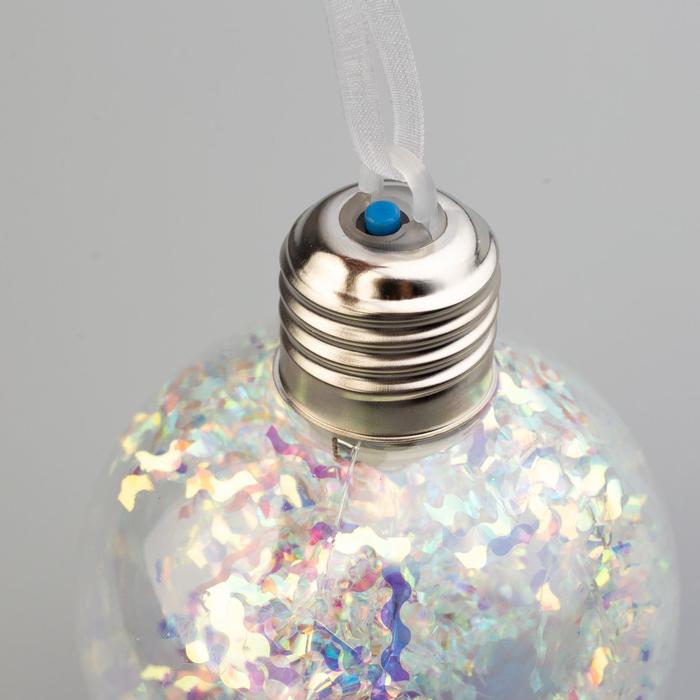 Набор ёлочных шаров «Блестящие» 2 шт., батарейки, 1 LED, свечение RGB - фото 1877752619
