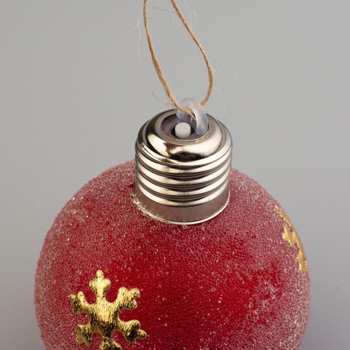 Набор ёлочных шаров «Снежинки» 2 шт., батарейки, 1 LED, свечение тёплое белое - фото 1877752627